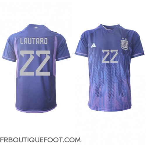 Maillot de foot Argentine Lautaro Martinez #22 Extérieur vêtements Monde 2022 Manches Courtes